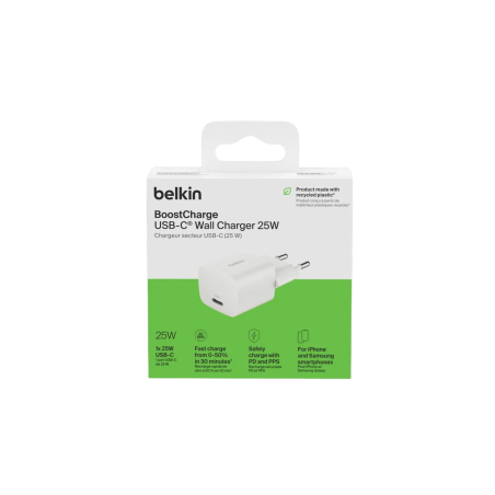 Adaptateur Secteur USB-C BELKIN Wall Charger 25W - WCA012KQWH - Alimen