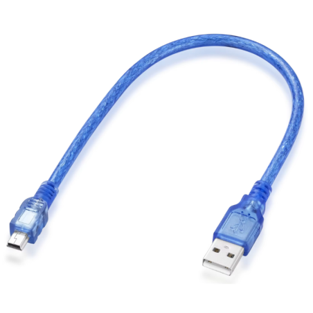 USB 2.0 to Mini 5P cable ECO – 0.3 m Transparent Blue