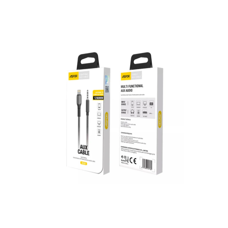 Câble Audio Lightning Jack 3,5 mm - ASPOR A232 - 1.2M Noir Ref A3498 |