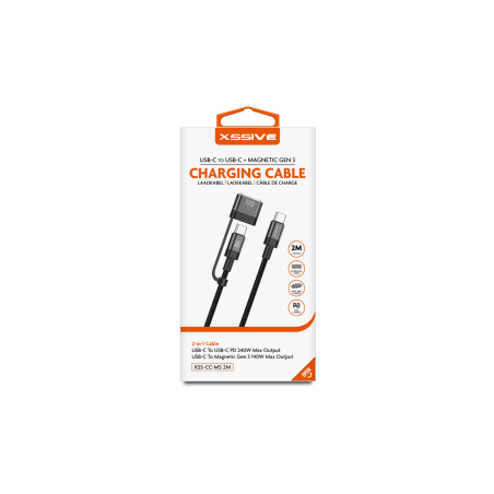 Câble de Charge 2-en-1 USB-C/USB-C et Magnétique Gen3 2m XSSIVE XSS-CC