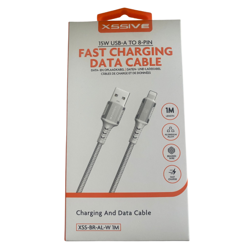 Braided USB to Lightning Charging Cable XSSIVE XSS-BR-AL-W – 1m 15W White Braided USB to Lightning Charging Cable XSSIVE XSS-BR-AL-W – 1m 15W White