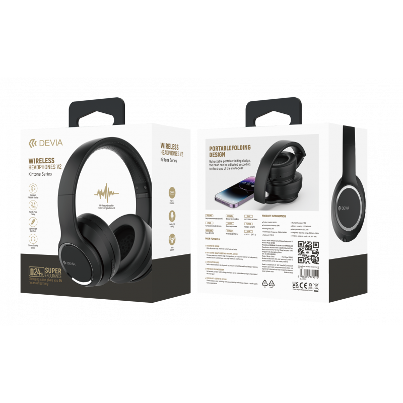 Wireless Headphones Devia Kinton Series V2 – Black Wireless Headphones Devia Kinton Series V2 – Black