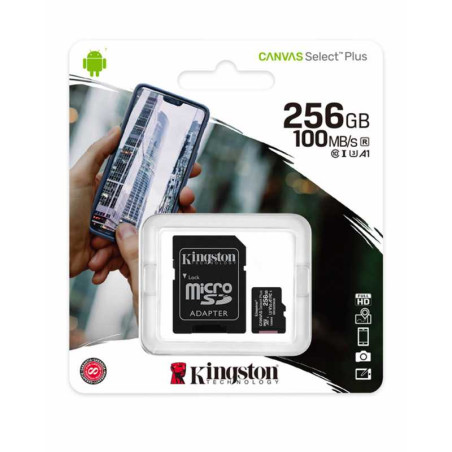 Carte Mémoire Kingston Canvas Select Plus 256 Go - Micro SDHC + Adaptateur SD (Origine)