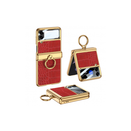 Coque Protection avec Anneau - Samsung Galazy Z Flip 3 - Rouge Effet C