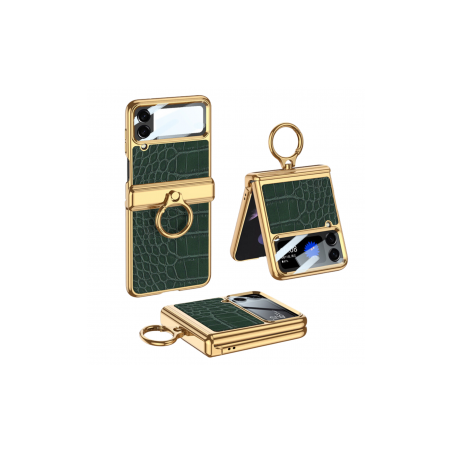 Coque Protection avec Anneau - Samsung Galazy Z Flip 3 - Vert Effet Cr