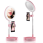 Ring Light avec miroir intégré et support pou