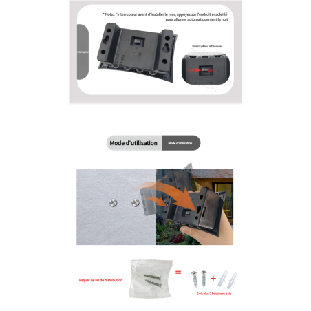 Lampe Solaire Murale Décorative - Éclairage Haut-Bas - 2 LED - Lumière Chaude - Inclus Vis - 1,2V - 4PCS · Smarty Paris