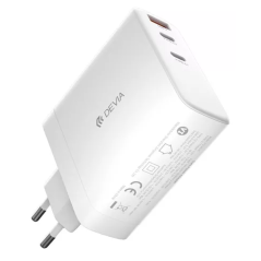 Adaptateur Secteur à Recharge Rapide - Devia Series - PD 140W 2C+A GaN Blanc (EU) — Devia · Smarty Paris 18e