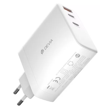 Adaptateur Secteur à Recharge Rapide - Devia Series - PD 140W 2C+A GaN Blanc (EU) — Devia · Smarty Paris 18e