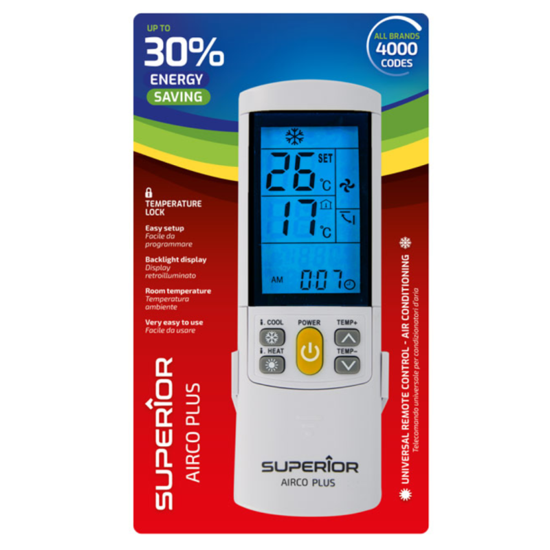 Télécommande Universelle Climatiseur Lumineux Airco Plus Superior SUPCU001 · Smarty Paris