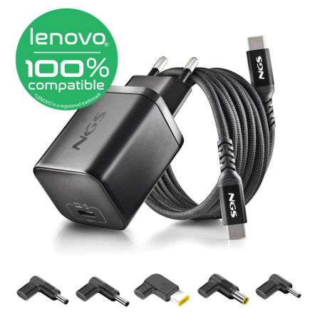 Chargeur GAN 65W avec Cable 1,5M USB-C et 5 Embouts pour Ordinateur Portable LENOVO NGS BUD 65W-L - No… — NGS · Smarty Paris 18e