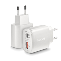 Chargeur Mural Ultra-Rapide 45W avec 2 Ports (1 USB-C + 1 USB-A) NGS EON 45W WHITE - Blanc — NGS · Smarty Paris 18e
