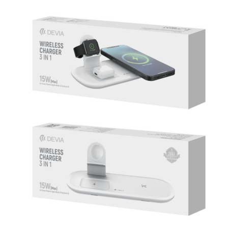 Chargeur Sans Fil Magnétique 3 en 1 (iPhone 15W, AirPods 3W, iWatch 2W) - Devia Smart Series — Devia · Smarty Paris 18e