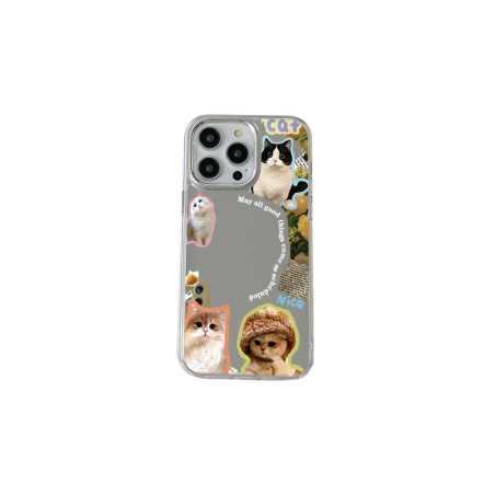 Coque de Protection de silicone Miroir avec image de chat pour iPhone
