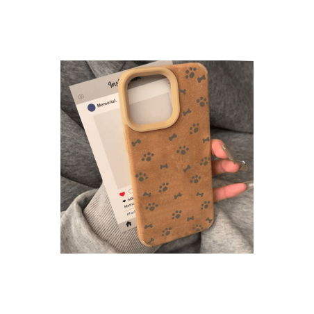 Coque de protection pour iPhone en simili daim Toucher doux - Patte de