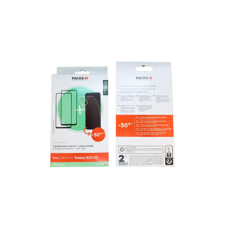 Pack Coque + 2Pcs Film Protection ESSENTIELB pour Samsung Galaxy A22 4