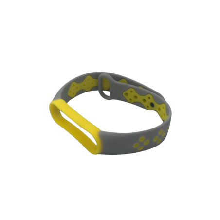 Bracelet pour Montre Mi Smart Band 5/6/7 - Gris/Jaune - Supports Ref F