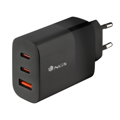NGS Bud 65W Chargeur Mural GaN Ultra-Rapide 65W avec 3 Ports (2 USB-C + 1 USB-A) - Noir — NGS · Smarty Paris 18e
