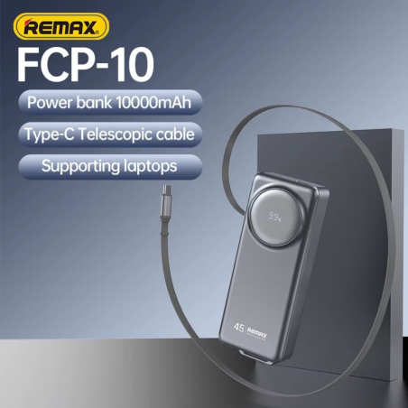 Power Bank 10000mAh PD 45W avec Câble Télescopique Type-C REMAX FCP-10 - Argent — REMAX · Smarty Paris 18e