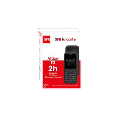 PACK Altice F3 avec Carte Sim 2h d'Appels + 300 SMS + 1Go Internet - G