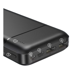 Power Bank 20000mAh REMAX RPP-166 - 4 Ports (2 USB, 1 Micro USB, 1 Type-C) - Noir — REMAX · Smarty Paris 18e