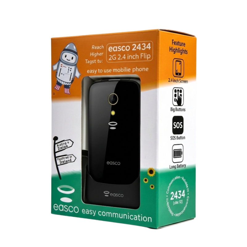 Téléphone Portable Pliable 2G Easco 2434 - Noir/Blanc — Reconditionné Garanti 12 mois · Smarty Paris