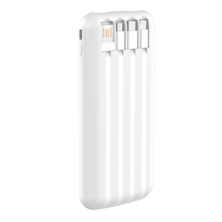 Power Bank avec 4 Câbles Intégrés 10000 mAh - Devia Kintone Series - Blanc — Devia · Smarty Paris 18e