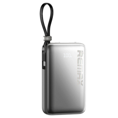 Power bank 10000mAh REMAX RPP-19 20W+22.5W Chargement rapide câblé de TYPE-C avec un indicateur numérique LED - Argent