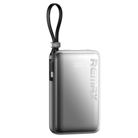 Power bank 10000mAh REMAX RPP-19 20W+22.5W Chargement rapide câblé de TYPE-C avec un indicateur numérique LED - Argent