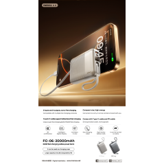 Power bank avec câbles de charge rapide 22,5 W 20 000 mAh FC-06 REMAX - Argent — REMAX · Smarty Paris 18e