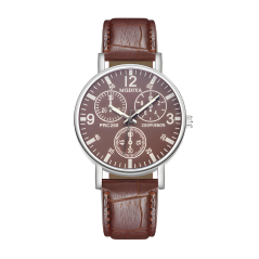 Montre à Quartz pour Hommes Modiya Bracelet en Cuir PU avec 3 Petit Cadran Modèle 999 Marron — ECO · Smarty Paris 18e
