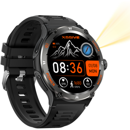 Montre Connectée AMOLED XSSIVE avec Lampe Extérieur XSS-SW8- Noir — Accessoire · Smarty Paris 18e