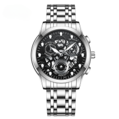 Montre Homme Lumineux Étanche en Acier Inoxydable 2451HY - Argent Noir — ECO · Smarty Paris 18e