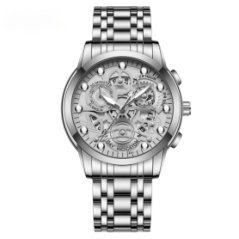 Montre Homme Lumineux Étanche en Acier Inoxydable 2451YY - Argent Ref