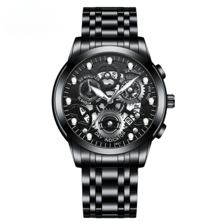 Montre Homme Lumineux Étanche en Acier Inoxydable 2451HH - Noir — ECO · Smarty Paris 18e