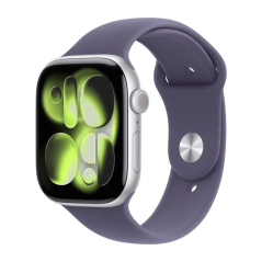Montre Connectée Apple Watch Series 11 GPS 46mm Aluminium Argent avec Bracelet Sport M/L Violet - Ne… — Apple · Smarty Paris 18e