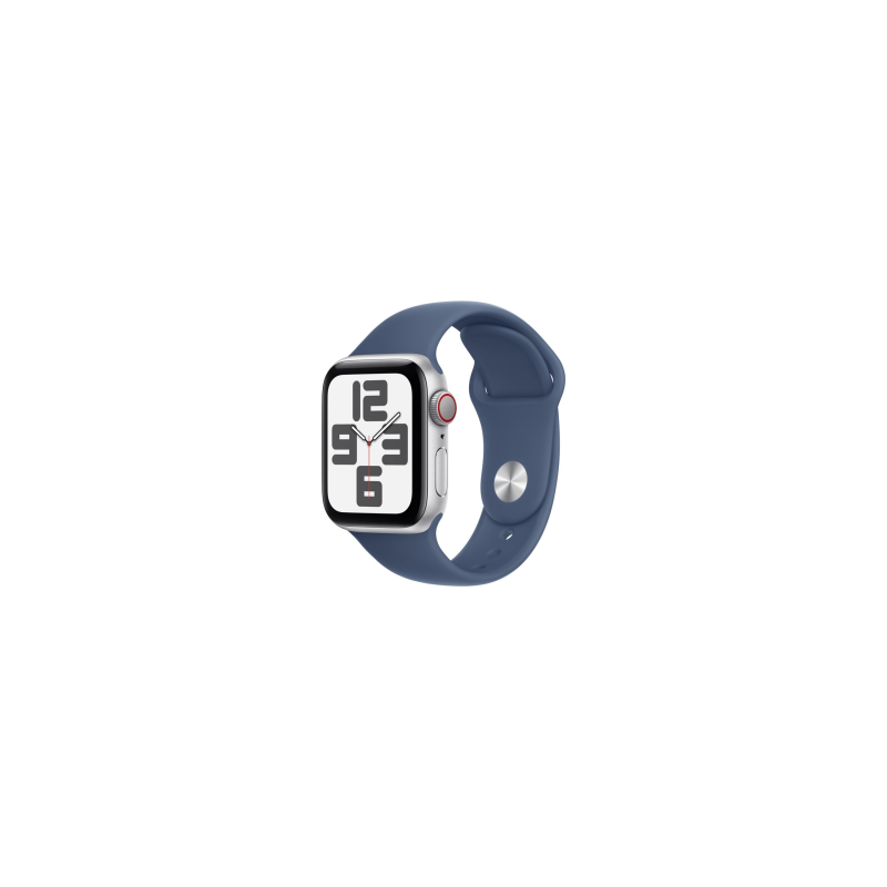 Montre Connectée Apple Watch Series SE 2 GPS 44mm Aluminium Argent Avec Bracelet Sport Bleu Orage S/M - Neuf