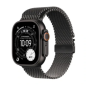 Montre Connectée Apple Watch Ultra 3 Cellulaire 5G 49mm Titane Noir avec Bracelet Milanais en Titane Noir Medium- Neuf