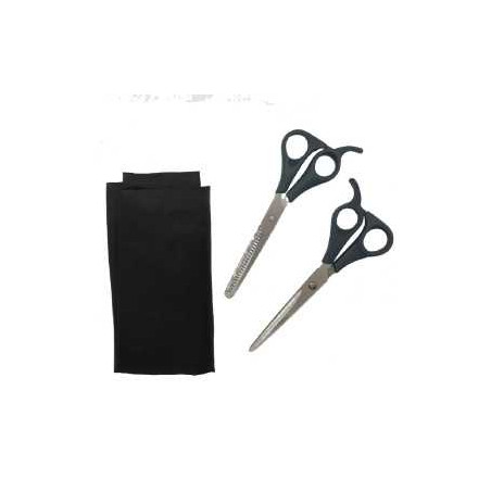 Ensemble de Coiffure (Ciseaux Droits + Ciseaux Effileurs + Cape) - Mai