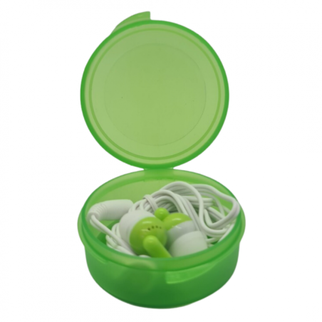 Écouteurs filaires intra-auriculaires Pixika – Vert jack 3,5 mm avec boîte