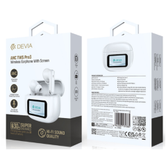 Écouteurs sans fil Bluetooth avec écran Devia ANC TWS Pro3 - Blanc — Devia · Smarty Paris 18e