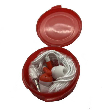 Écouteurs filaires Pixika – jack 3,5 mm, intra-auriculaires, rouge
