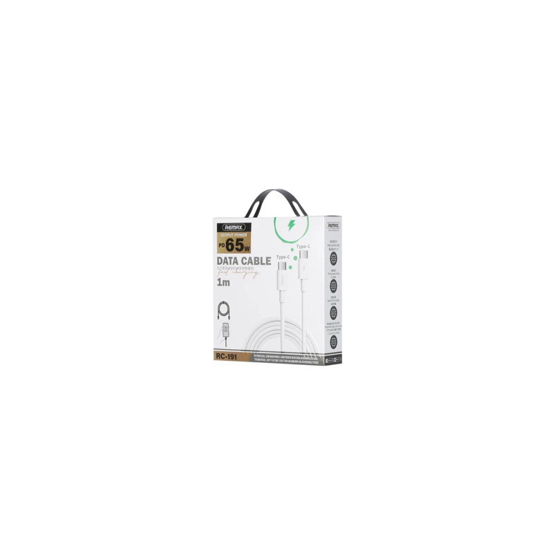 Câble TYPE-C / TYPE-C 65W REMAX Marlik Series RC-191 - 1M - Blanc