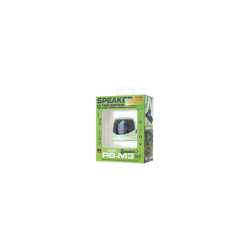 Enceinte Portable Sans Fil avec Support Magnétique Lighting RB-M3 REMAX - Vert