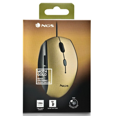 Souris Ergonomique Filaire NGS Moth Gold USB/Type C Avec Boutons Silencieux - Dorée — NGS · Smarty Paris 18e