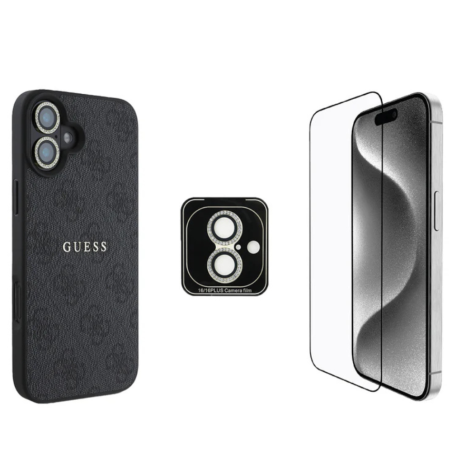 GUESS Bundle Protective 3-en-1 pour iPhone – Coque MagSafe, Verre trempé et Protection Objectif… — Accessoire · Smarty Paris 18e
