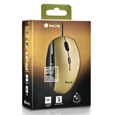 Souris Ergonomique Filaire NGS Moth Gold USB/Type C Avec Boutons Silencieux - Dorée — NGS · Smarty Paris 18e