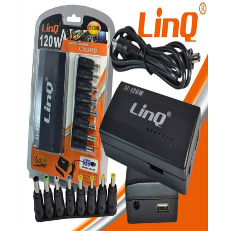Chargeur Secteur PC Universelle 120W de 12 à 24V, 8 Embouts LinQ IT-120W — LinQ · Smarty Paris 18e
