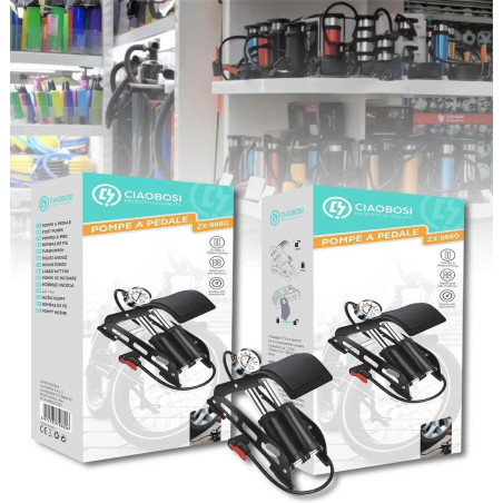 Pompe à pied double cylindre pour vélo et voiture CIAOBOSI ZX-9880 – 25.5*29cm · Smarty Paris