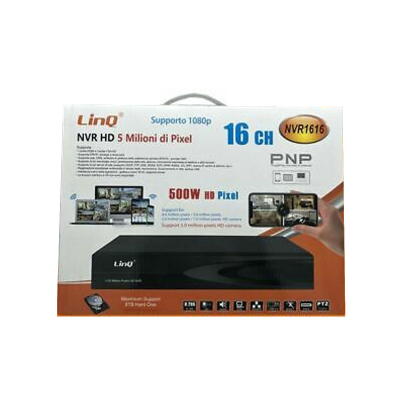 Enregistreur NVR HD H.265 Réseau 16 CH Poe 5MP LinQ NVR1616 · Smarty Paris